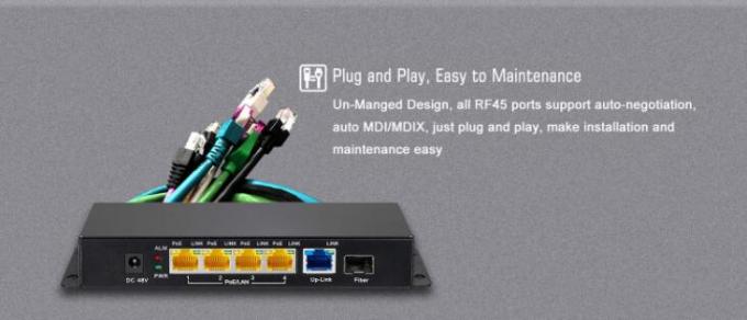 Full Gigabit Ports POE Ethernet Switch 4 Port 48V With 1 Uplink / 1 SFP Port