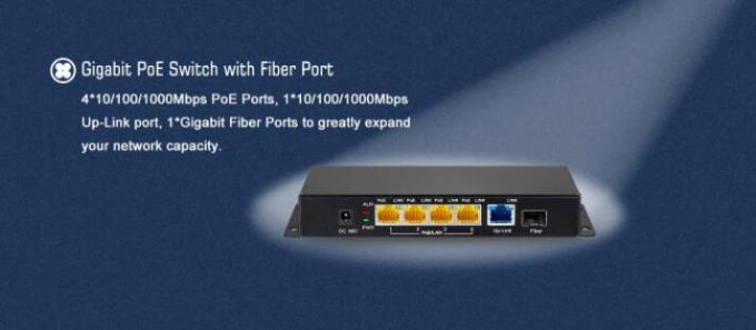 Plug & Play 4-Port Gigabit Unmanaged POE Switch With IEEE 802.3af+1* Gigabit SFP port+1* Gigabit Up-Link Port