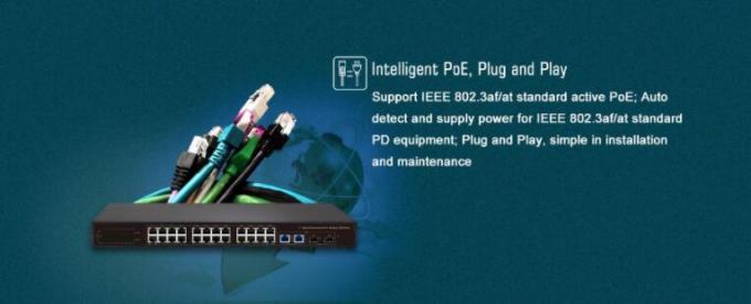 24-Port Gigabit Un-Management PoE Switch 802.3at Af 48V Standard +2* Gigabit SFP port+2*Gigabit UPLINK port